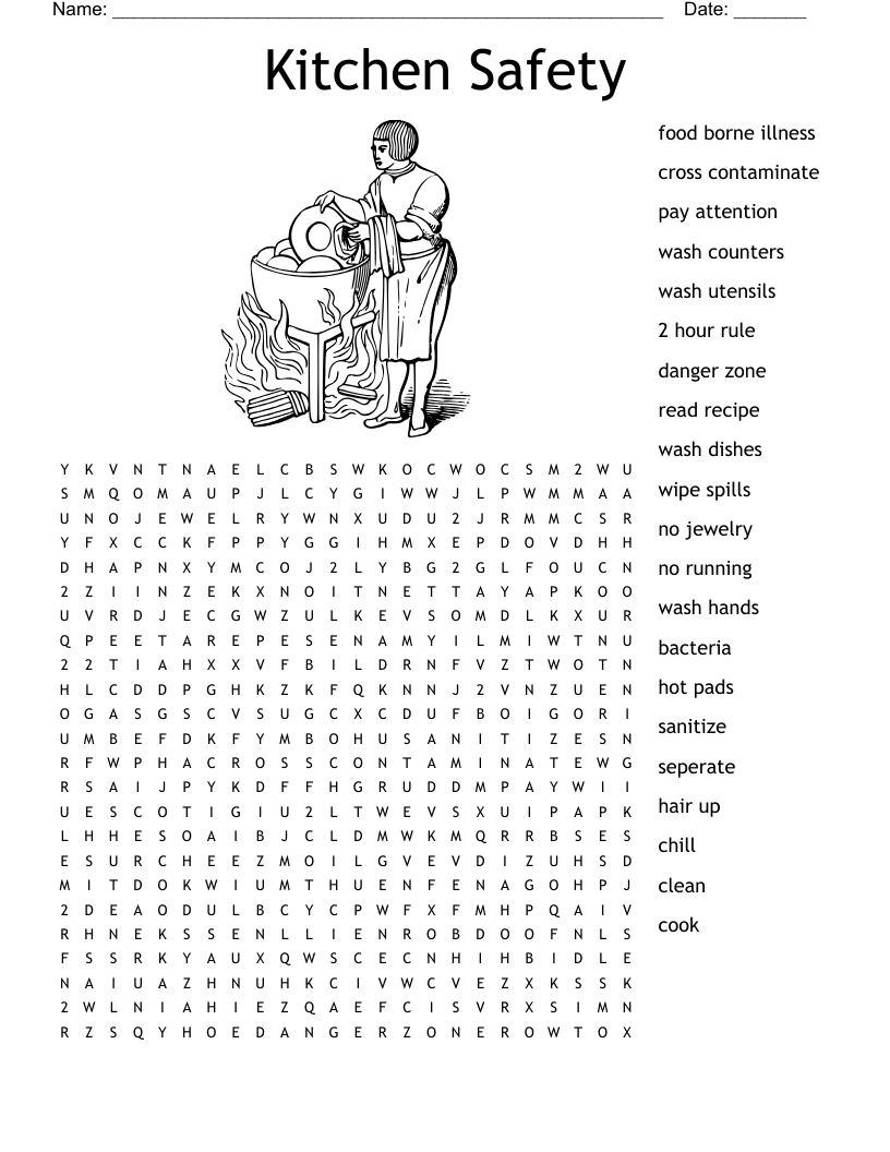 Kitchen Safety Worksheet WordMint Kitchen Safety Worksheet WordMint