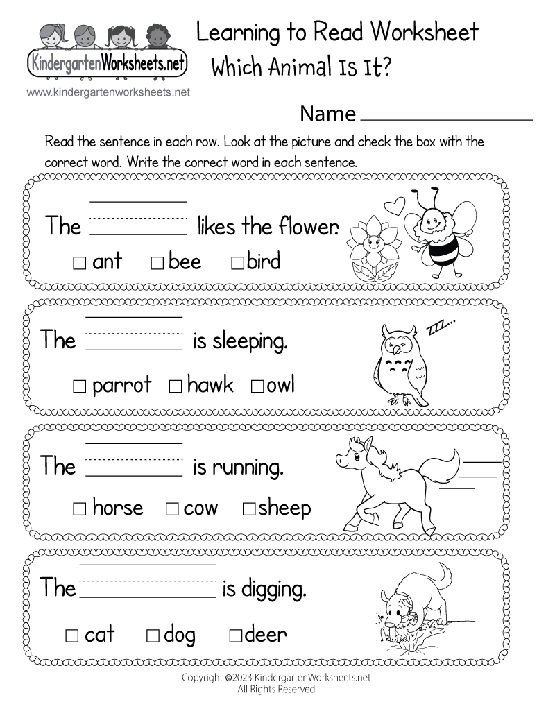 Learning To Read Worksheet Free Printable Digital PDF Kindergarten Reading Worksheets And Printables