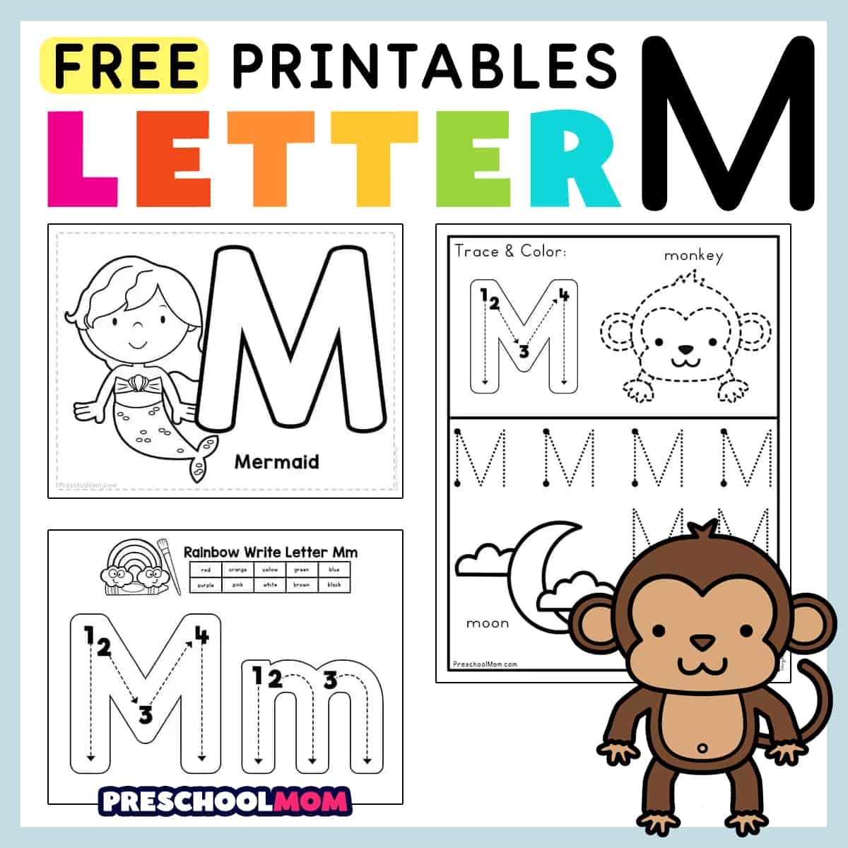 Letter M Preschool Printables Preschool Mom Free Alphabet Do A Dot Printables Worksheets Letter M Mermaid Themed Sly Spoon