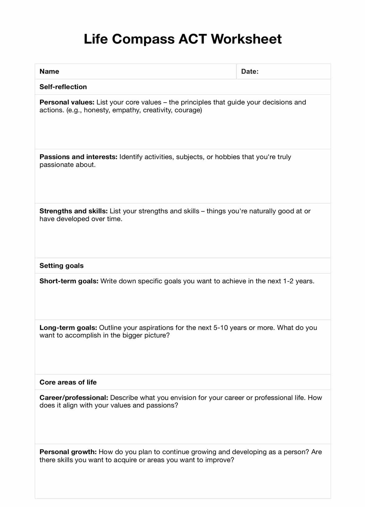 All About Me Worksheet Free