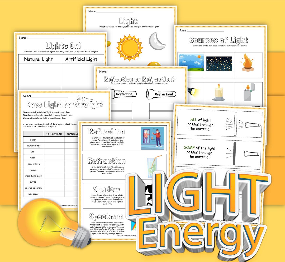 Light Experiments For Kids Free Light Worksheets Little Bins For Little Hands