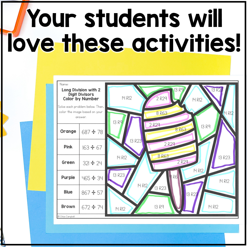 Long Division With 2 Digit Divisors Summer Math Color By Number Chloe Campbell Education Long Division With 2 Digit Divisors Summer Math Color By Number Chloe Campbell Education