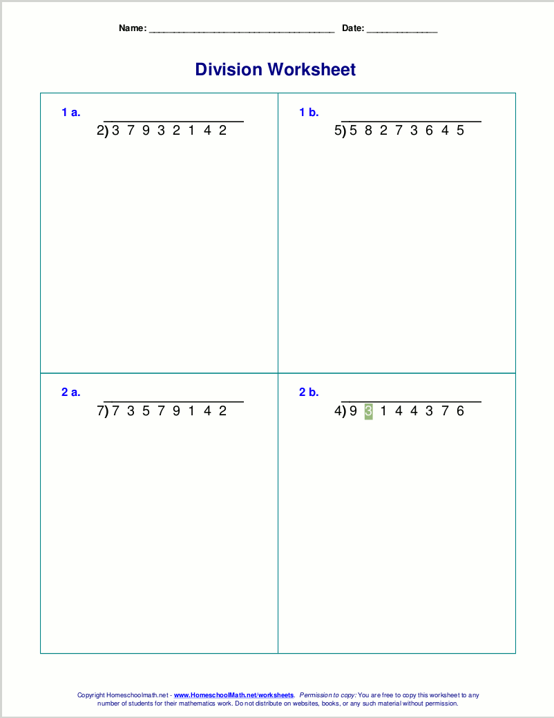 Long Division Worksheets For Grades 4 6