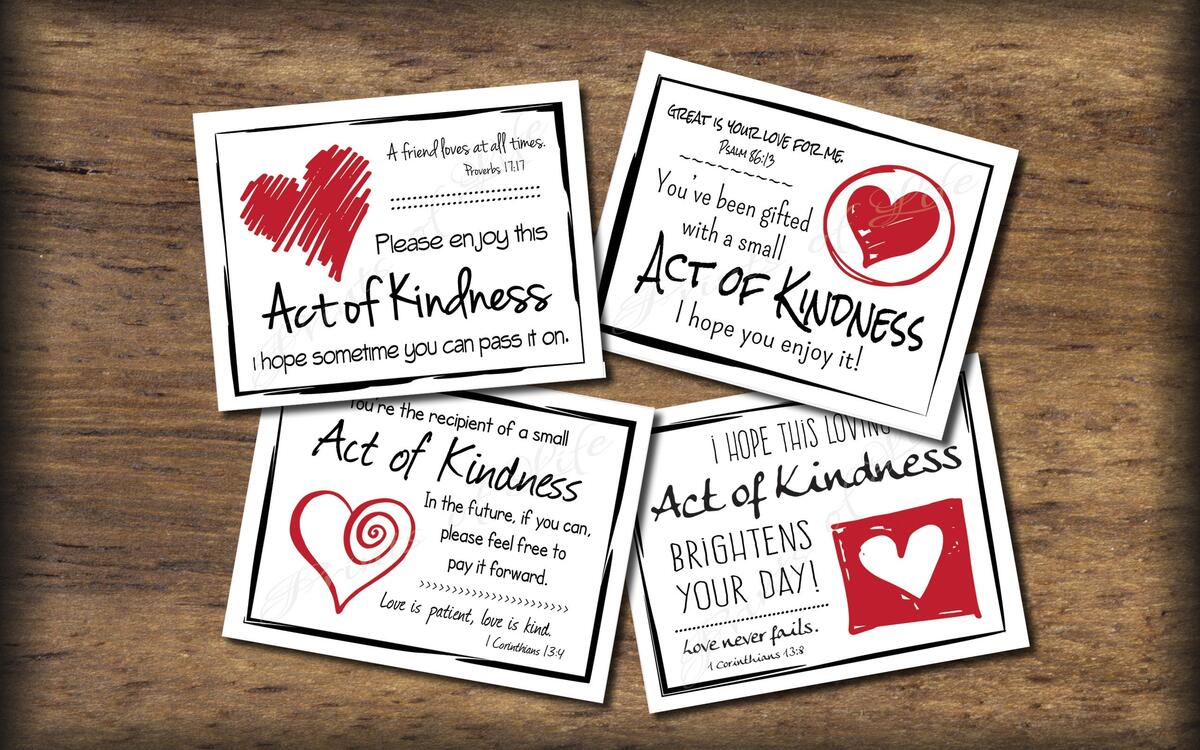 Love Random Act Of Kindness Cards Instant Download Pdf Printable DIY Digital Print Pay It Forward Small Acts Gift With Bible Verses Etsy