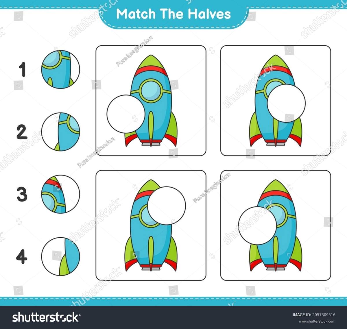 Match Halves Match Halves Rocket Educational Stock Vector Royalty Free 2057309516 Shutterstock Find Two Same Rockets Space Matching Activity Preschool Children Funny Stock Vector By LexiClaus 530443866