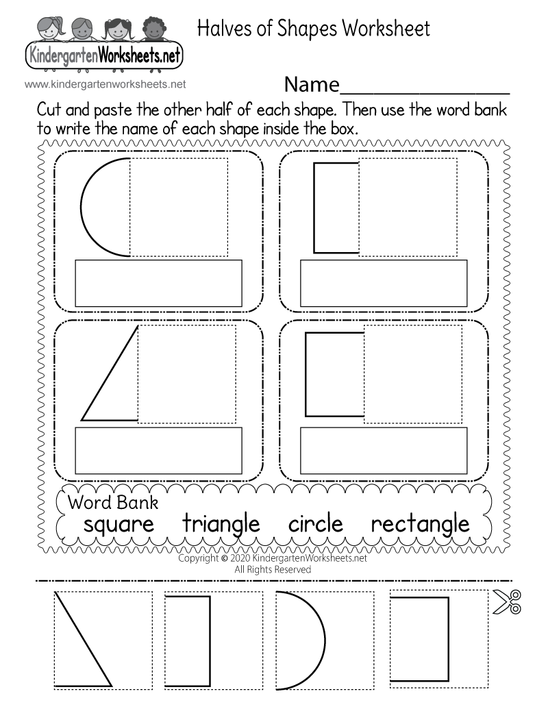 Matching Halves Of Shapes Worksheet Free Printable Digital PDF