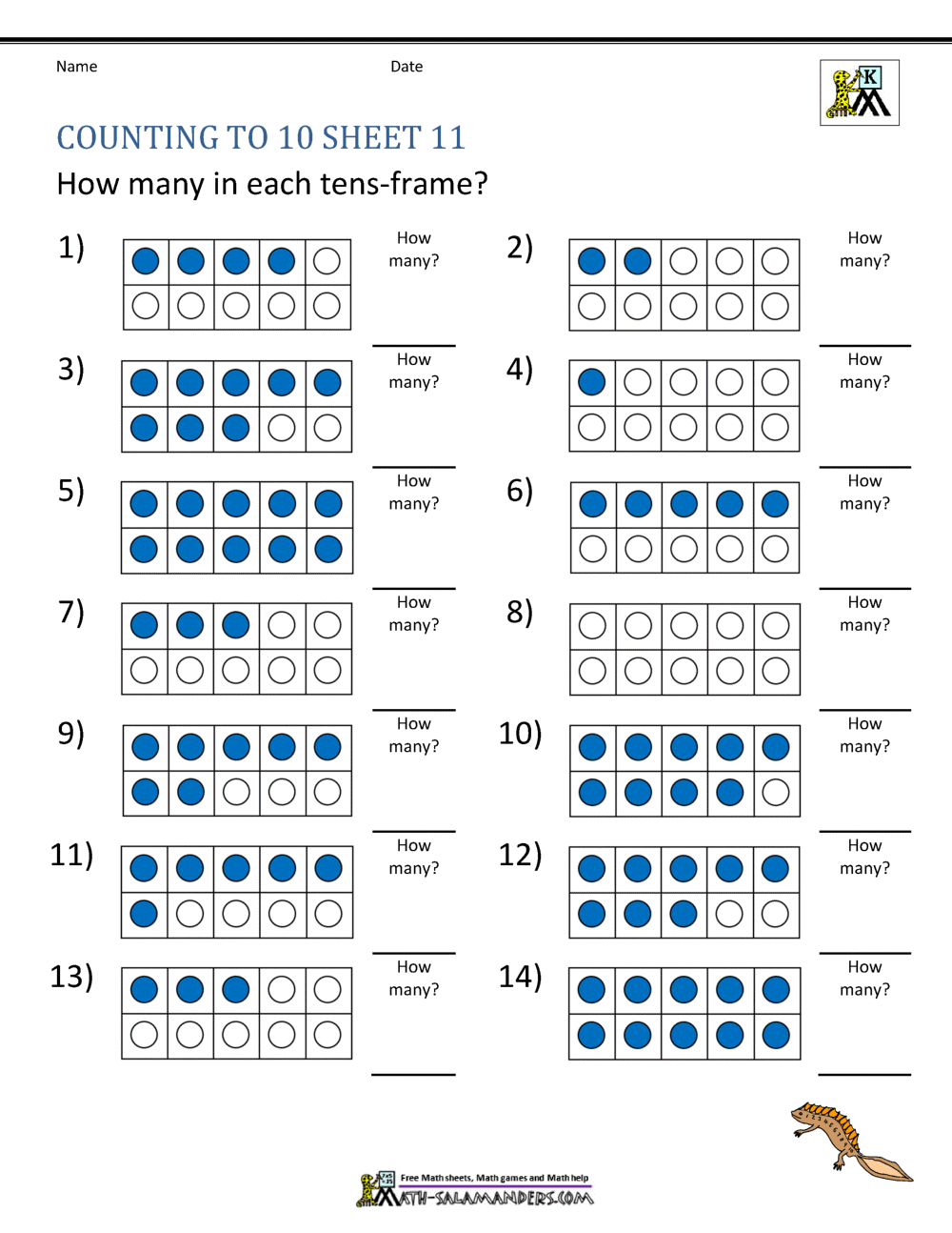 Math Salamanders Free Kindergarten Counting To 10 Worksheets Math Salamanders Free Kindergarten Counting To 10 Worksheets