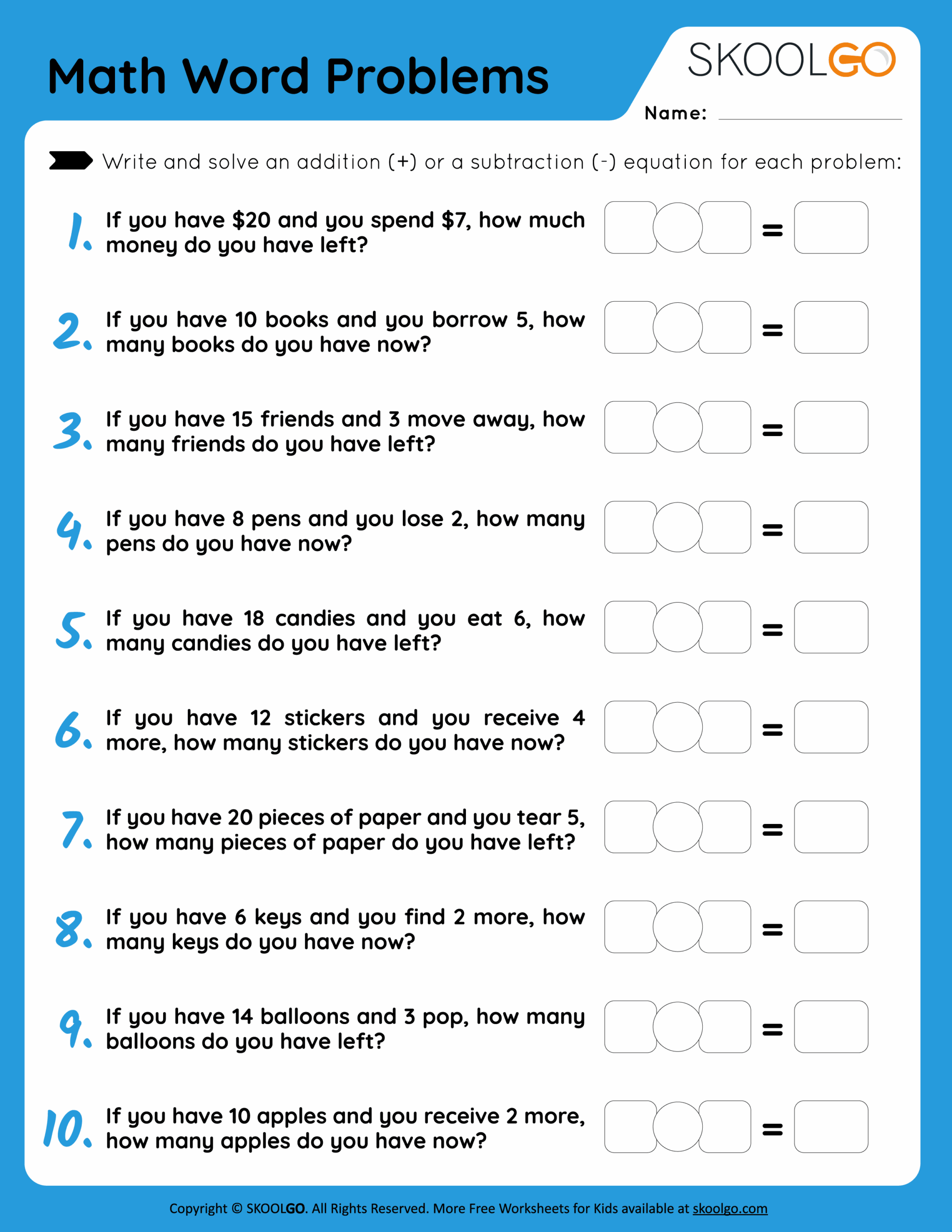 Math Word Problems Free Worksheet For Kids SKOOLGO Math Word Problems Free Worksheet For Kids SKOOLGO