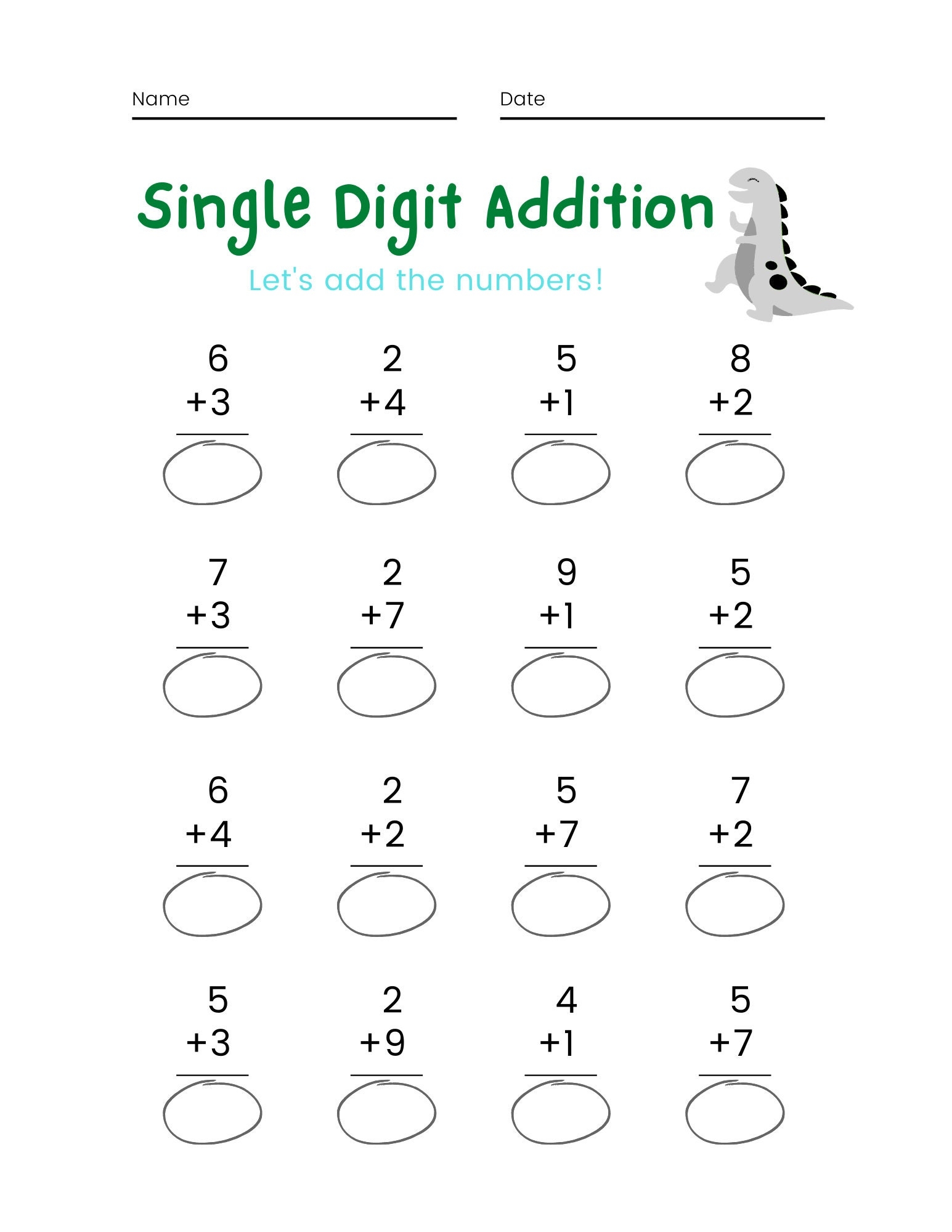 Math Worksheet Kindergarten First Grade Etsy