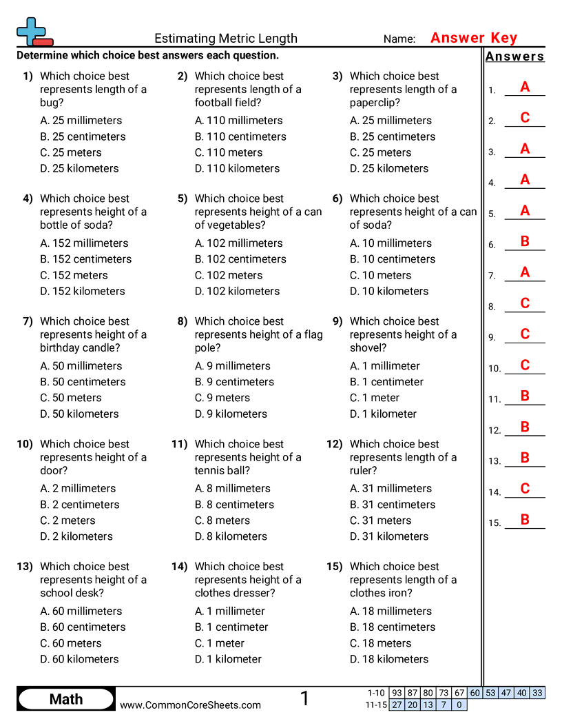 Metric Worksheets Metric Worksheets