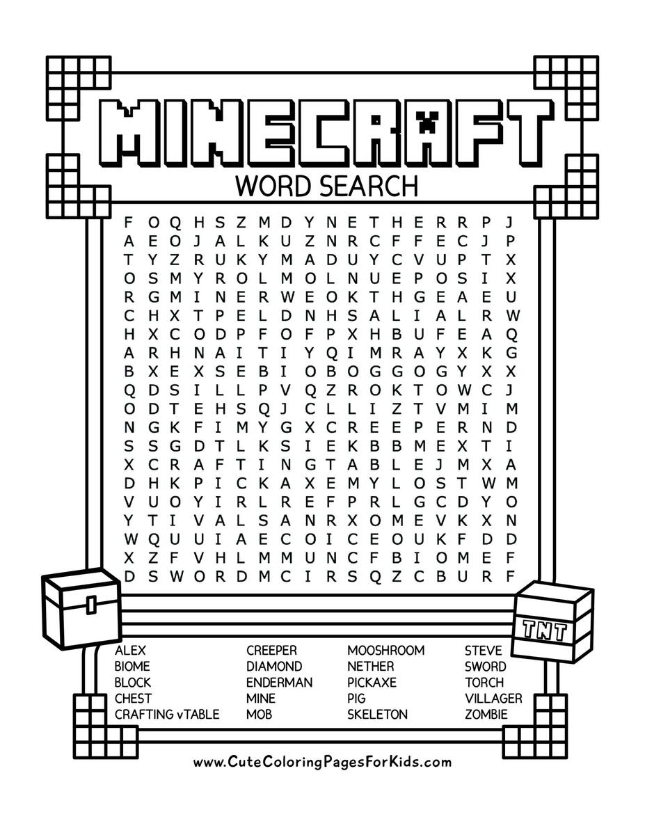 Minecraft Word Search WordMint