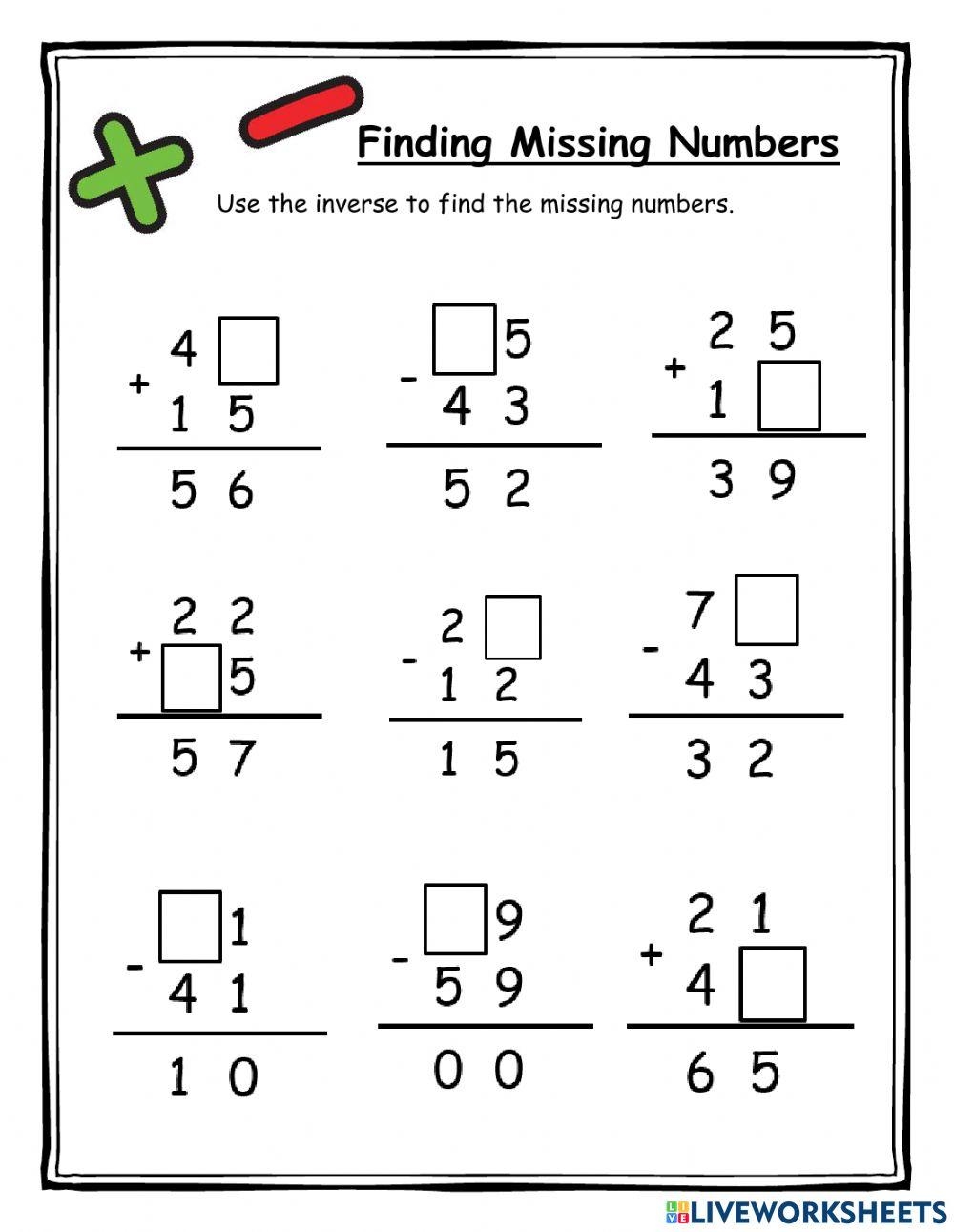 Missing Digit Addition Subtraction Worksheet Worksheets Library Missing Digit Addition Subtraction Worksheet Worksheets Library