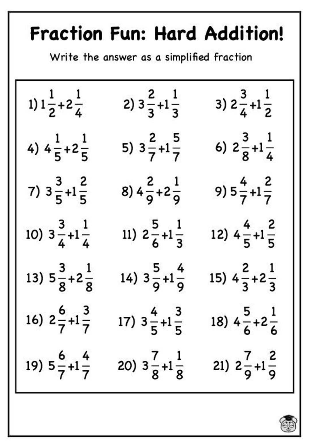 Mixed Fraction Subtraction Practice Kids 7 11 Educational Math Worksheet Primary School Learning Activities Homeschooling Resource Etsy Norway