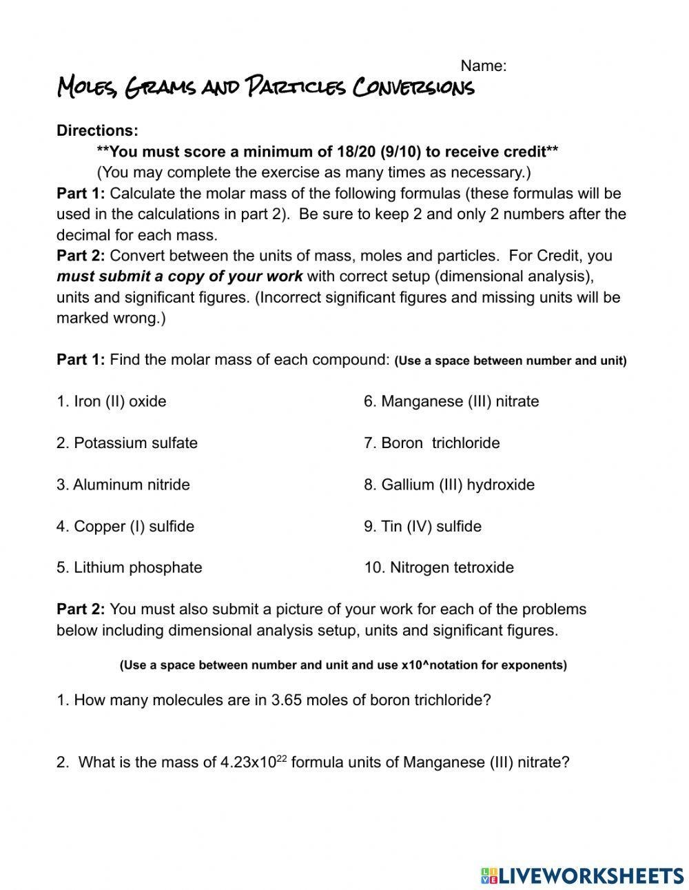 Moles Grams And Particle Conversions Worksheet Worksheets Library Moles Grams And Particle Conversions Worksheet Worksheets Library