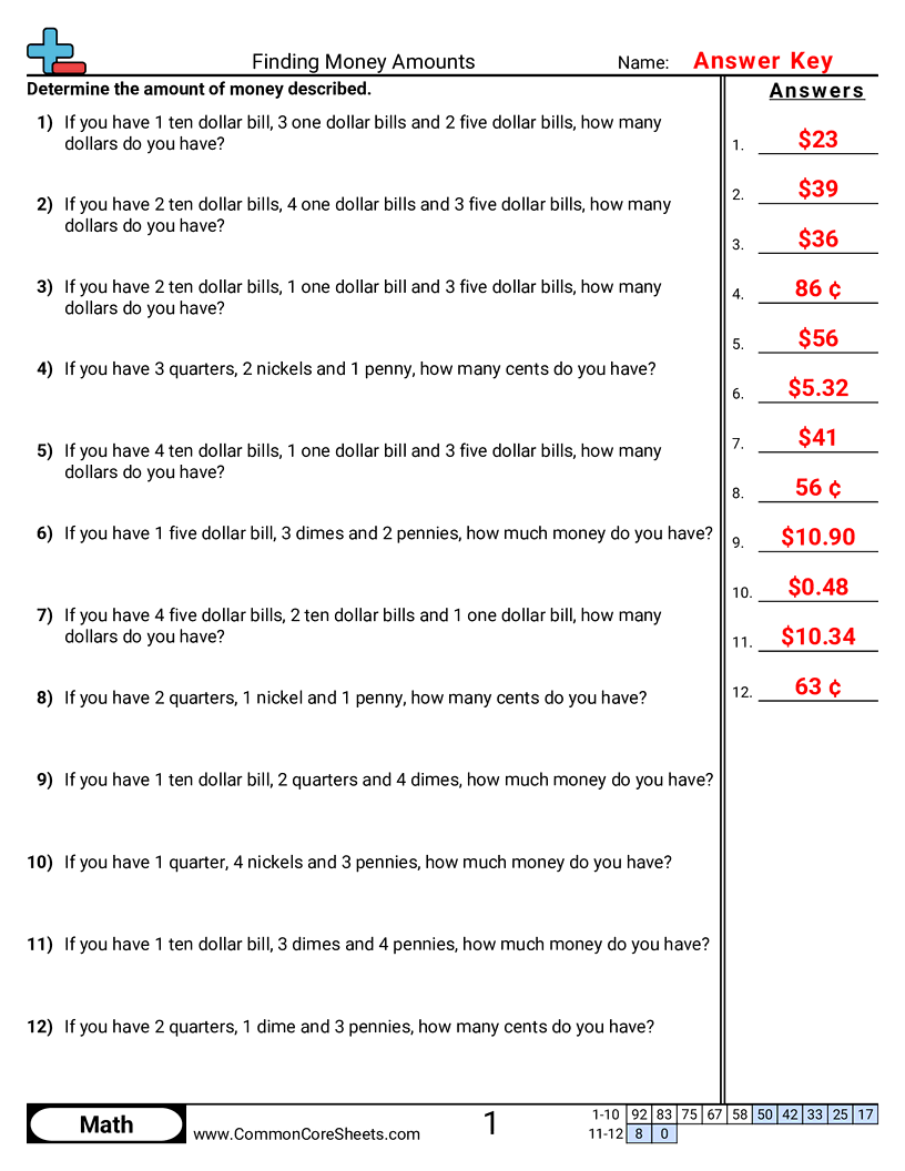Money Worksheets