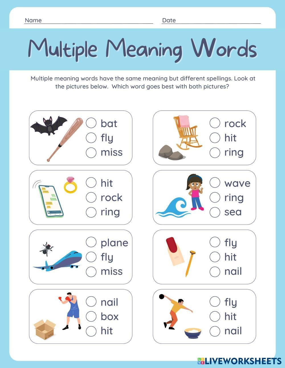 Multiple Meaning Words Worksheets Library Printable Multiple Meaning Words Worksheets Download