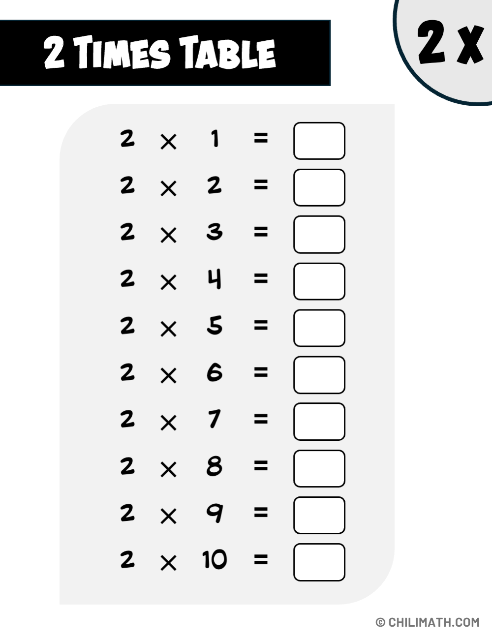 Multiplication Table Of 2 ChiliMath Multiplication Table Of 2 ChiliMath