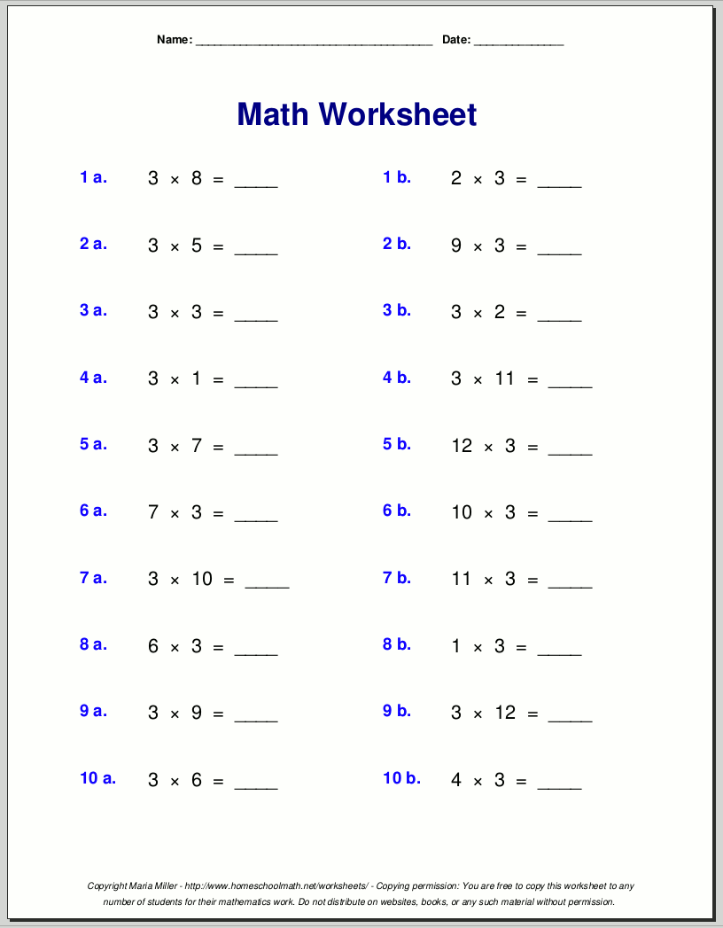 Multiplication Worksheets For Grade 3 Multiplication Worksheets For Grade 3