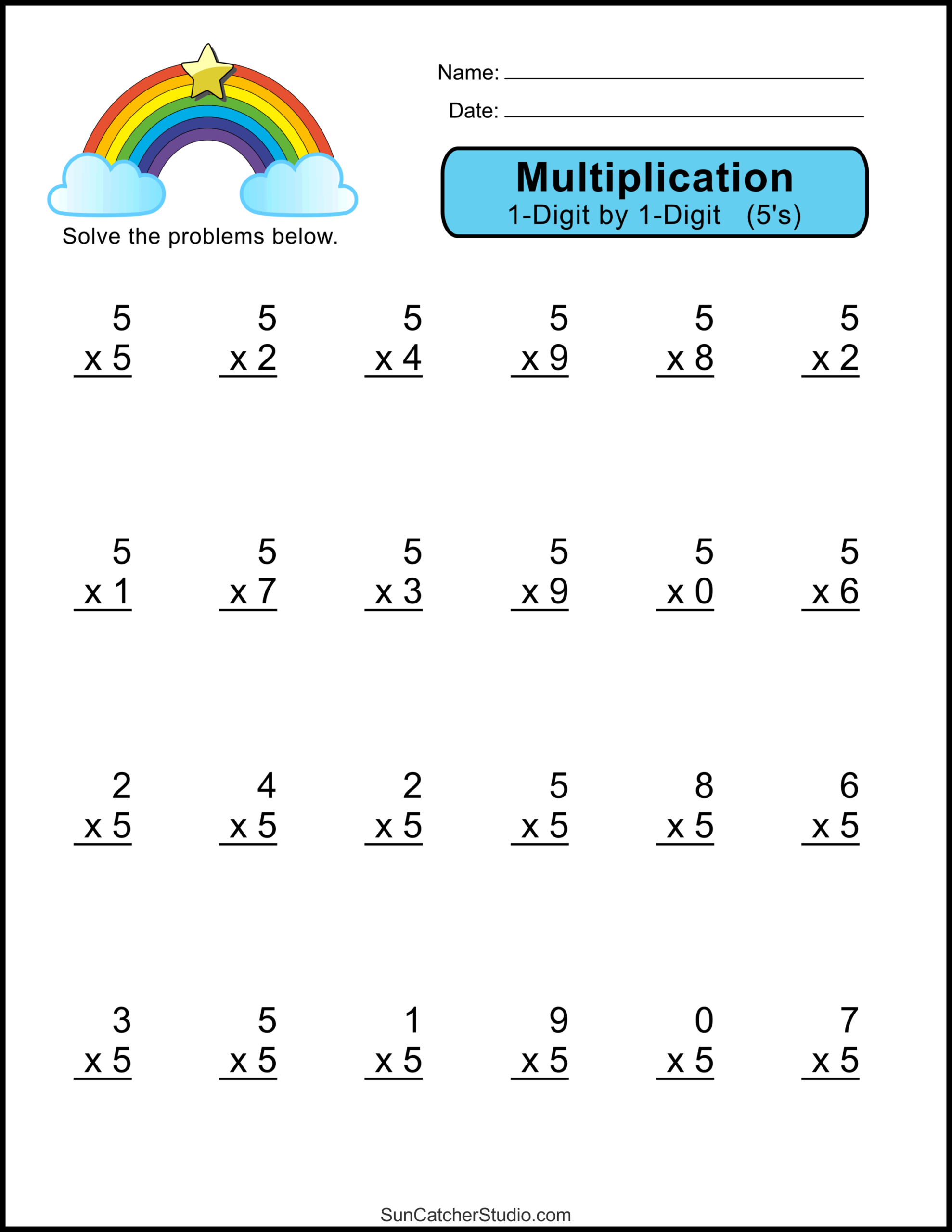 Free Multiplication Worksheets 1 12 Paper Trail Design