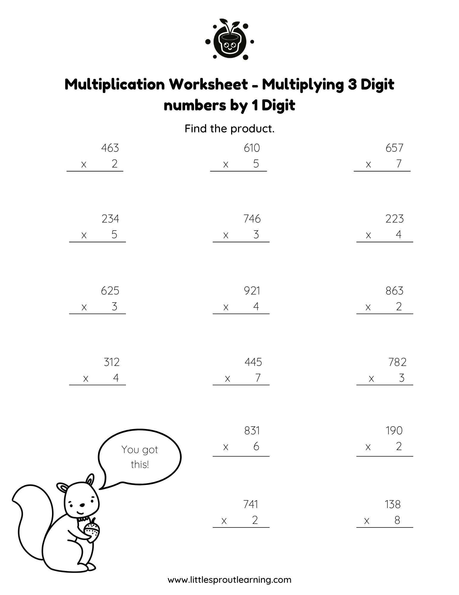 Free 1 Digit Multiplication Worksheet 3s Worksheets4Free