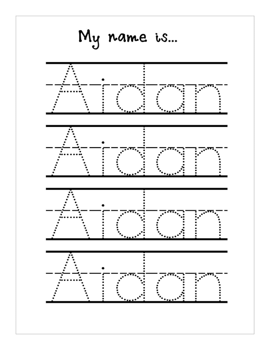 Name Trace Worksheet DIGITAL FILE Printable For Pre Schoolers Kindergarteners Etsy Name Trace Worksheet DIGITAL FILE Printable For Pre Schoolers Kindergarteners Etsy