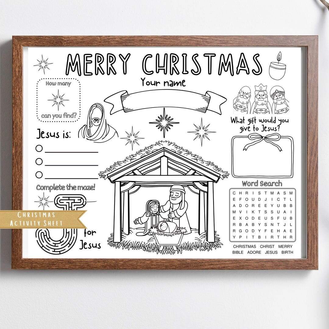 Nativity Christmas Activity Sheet Christmas Party 2025 Christmas Placemat Coloring Sheet Bible Learning Educational Instand Download Etsy
