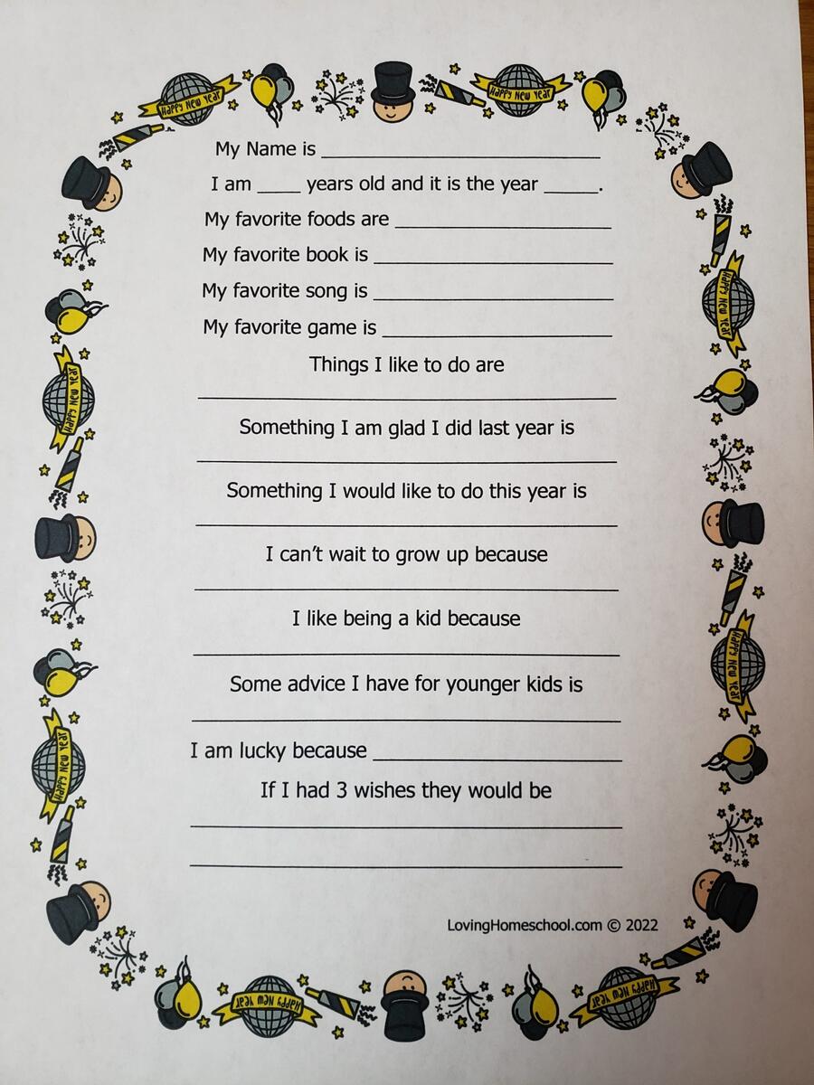 New Year About Me Printable LovingHomeschool New Year About Me Printable LovingHomeschool