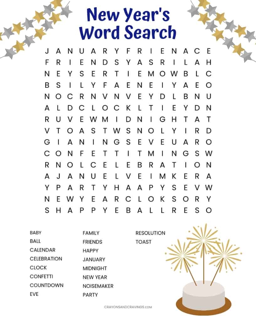 New Year S Word Search Free Printable New Year S Word Search Free Printable