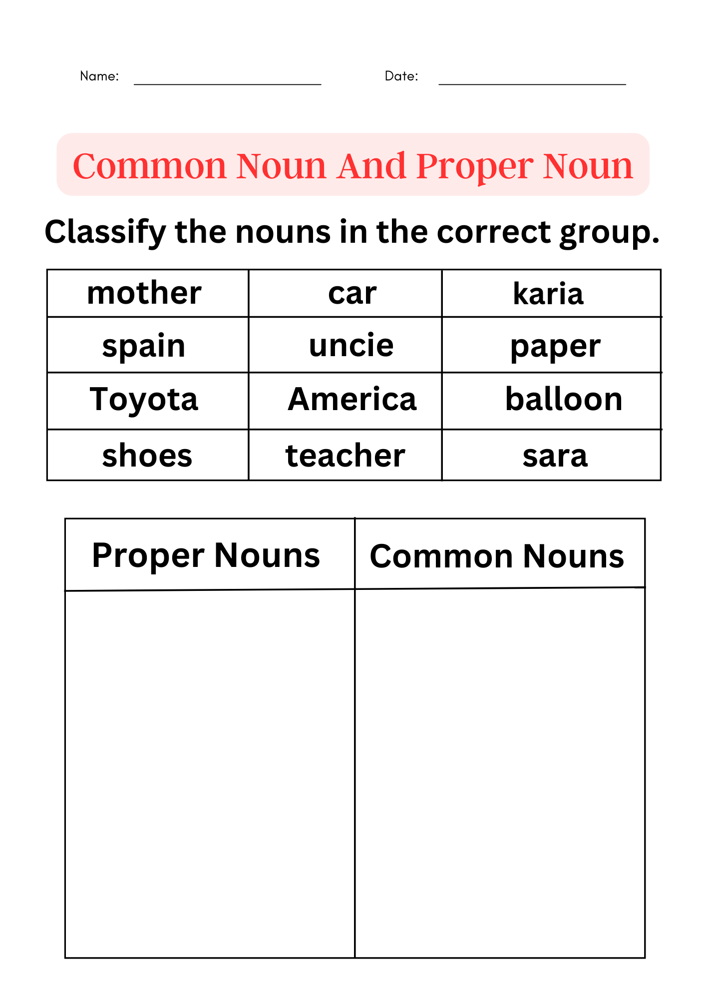 Nouns Common Nouns And Proper Nouns Worksheets For Grade 1 2 3 Made By Teachers Nouns Common Nouns And Proper Nouns Worksheets For Grade 1 2 3 Made By Teachers