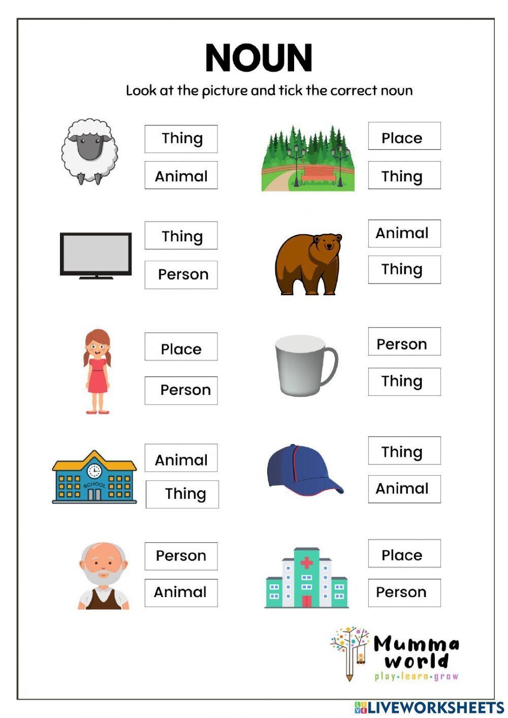 Nouns For Class 1 Worksheet Worksheets Library