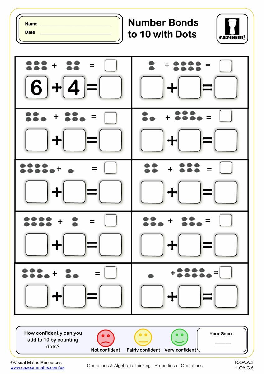 10 Printable Number Bonds Math Worksheets Numbers 1 To 20 Kindergarten First Grade Homeschool Etsy