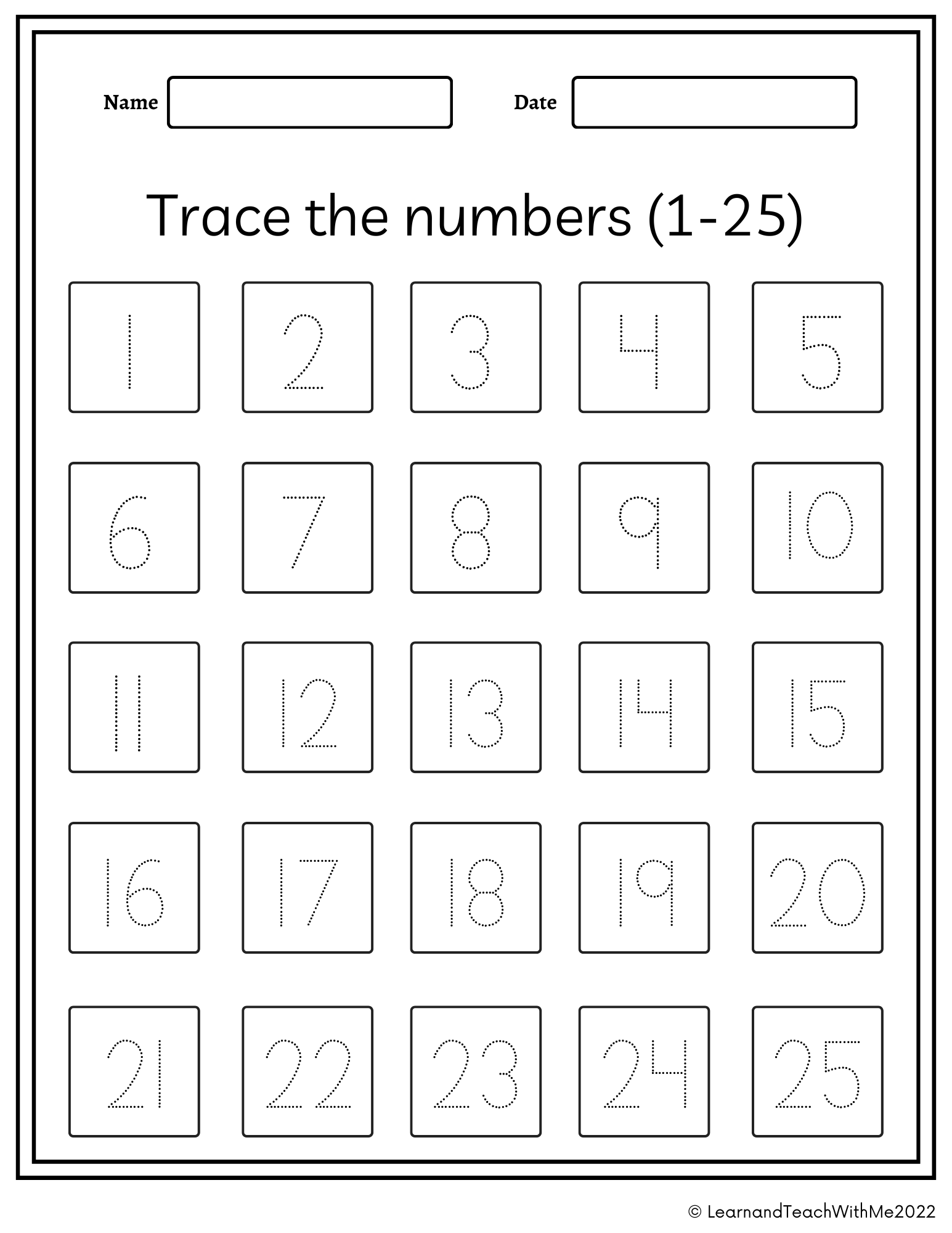 Number Tracing 21 40 Preschool And Kindergarten Worksheets