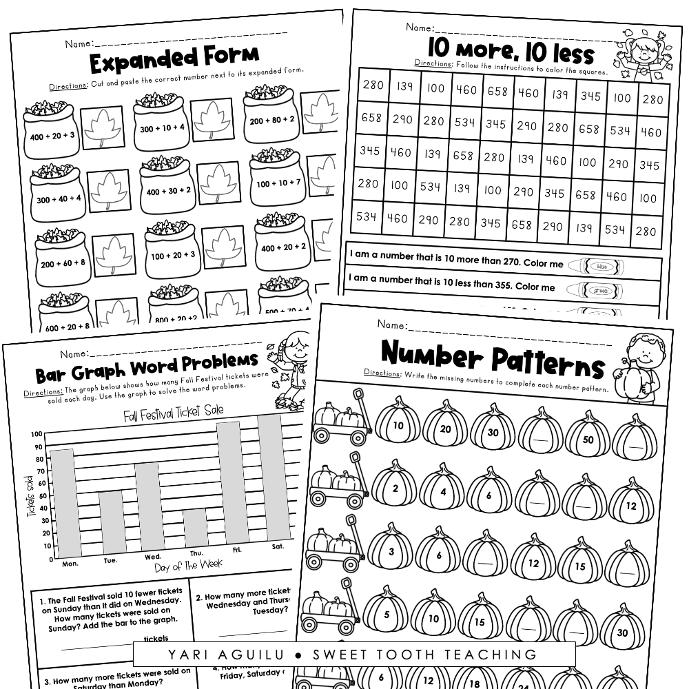October Printables Second Grade Review Worksheets ELA Grammar Reading Math Shop Sweet Tooth Teaching Second Grade Space Themed Worksheets 100 Standards Aligned Printables Made By Teachers