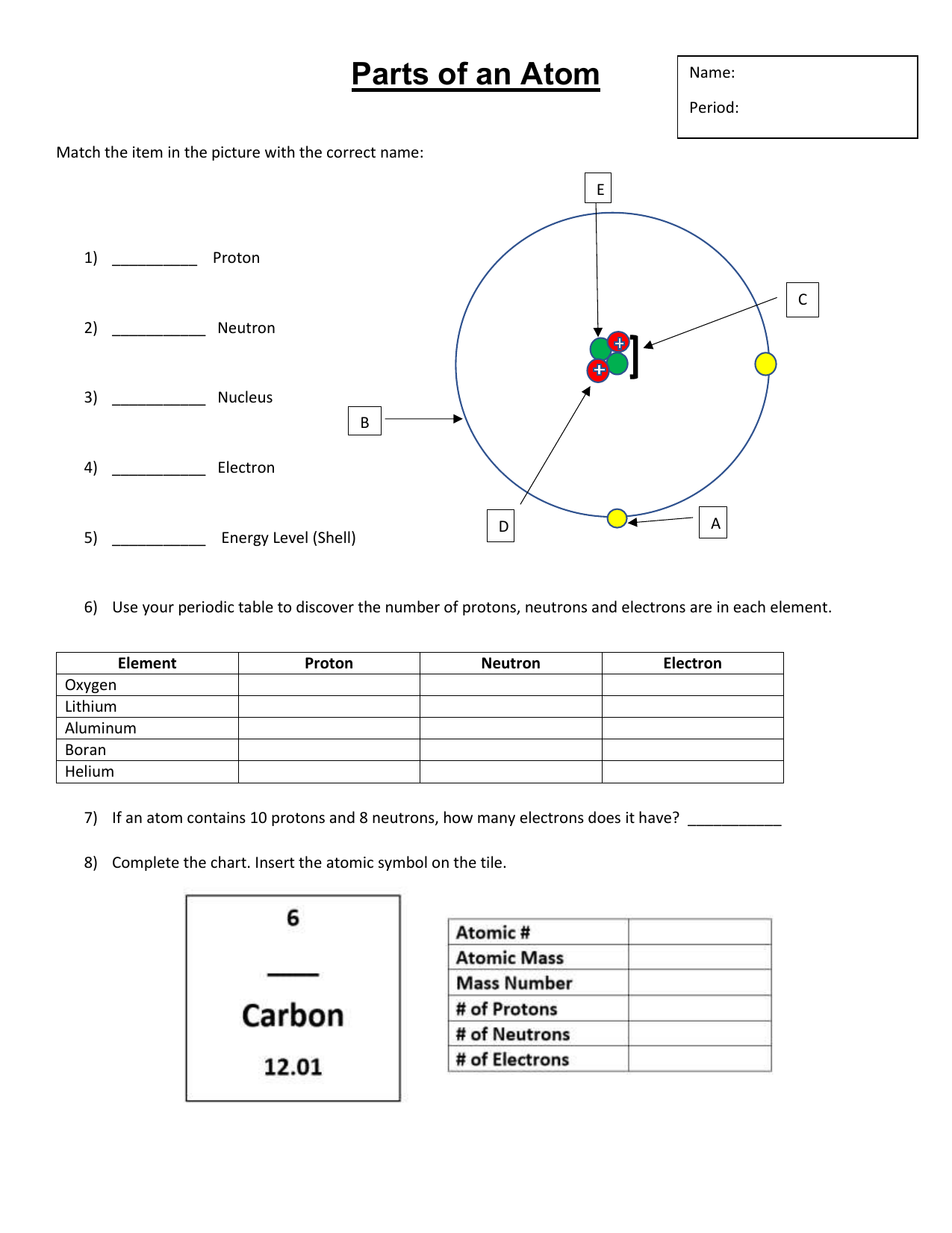 Parts Of An Atom Worksheet Structure Elements Atomic Structure Worksheet KS4 Chemistry Teachit Worksheets Library