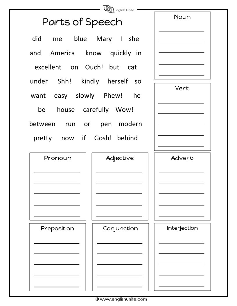 Parts Of Speech Worksheet Comprehensive Grammar Practice Parts Of Speech Worksheet Comprehensive Grammar Practice