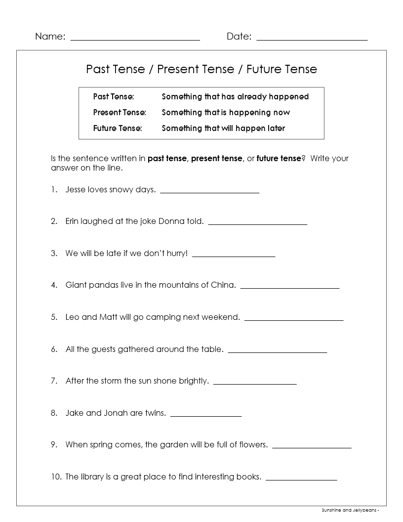 Past Present Future Tenses 5 Verb Worksheets Grades 2 3 CCSS Made By Teachers Past Present Future Tenses Worksheet For Class 2 PDF