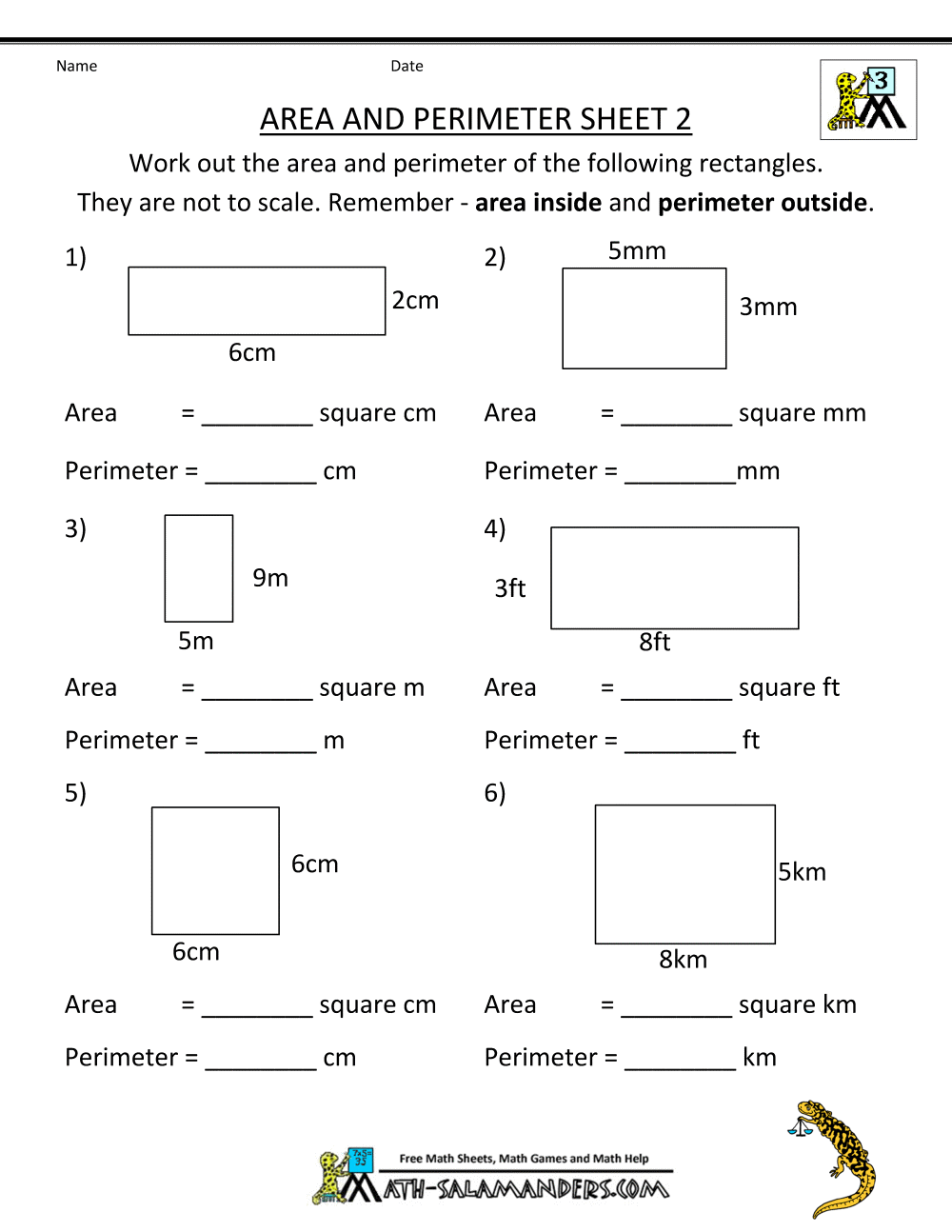 Free Area And Perimeter Worksheets With Answers Mashup Math