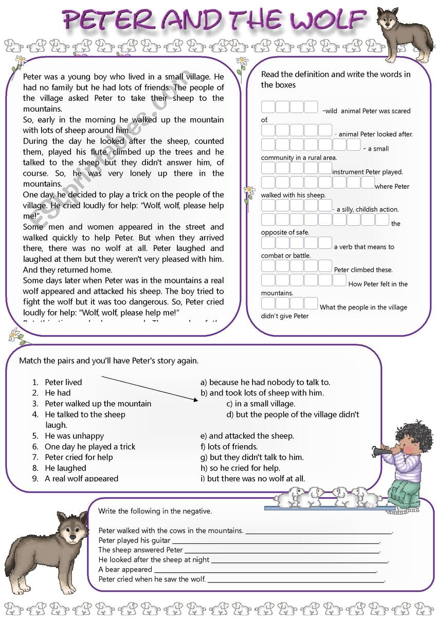 Peter And The Wolf ESL Worksheet By Mandysantos Peter And The Wolf ESL Worksheet By Mandysantos