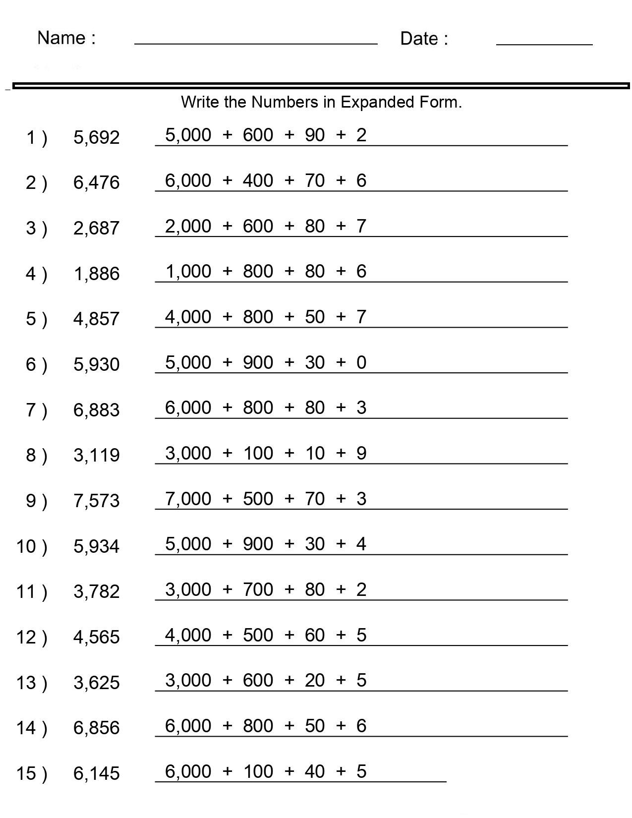 Place Value Worksheets Expanded Form With Integers 4 Digits 5 Digits Made By Teachers Place Value Worksheet Up To 10 Million