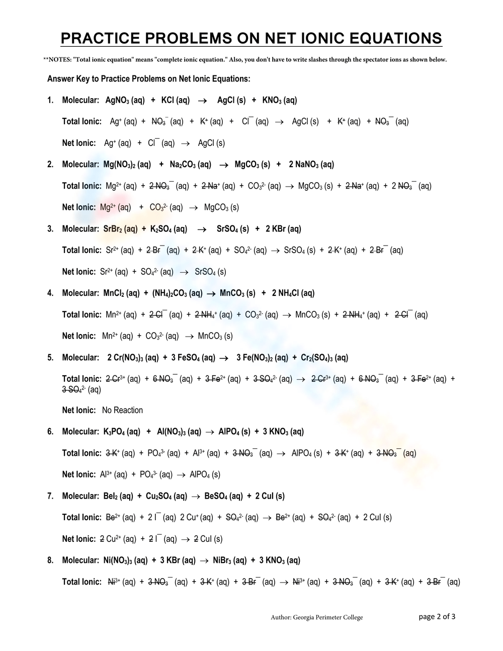 PRACTICE PROBLEMS ON NET IONIC EQUATIONS Worksheet Worksheets Library PRACTICE PROBLEMS ON NET IONIC EQUATIONS Worksheet Worksheets Library