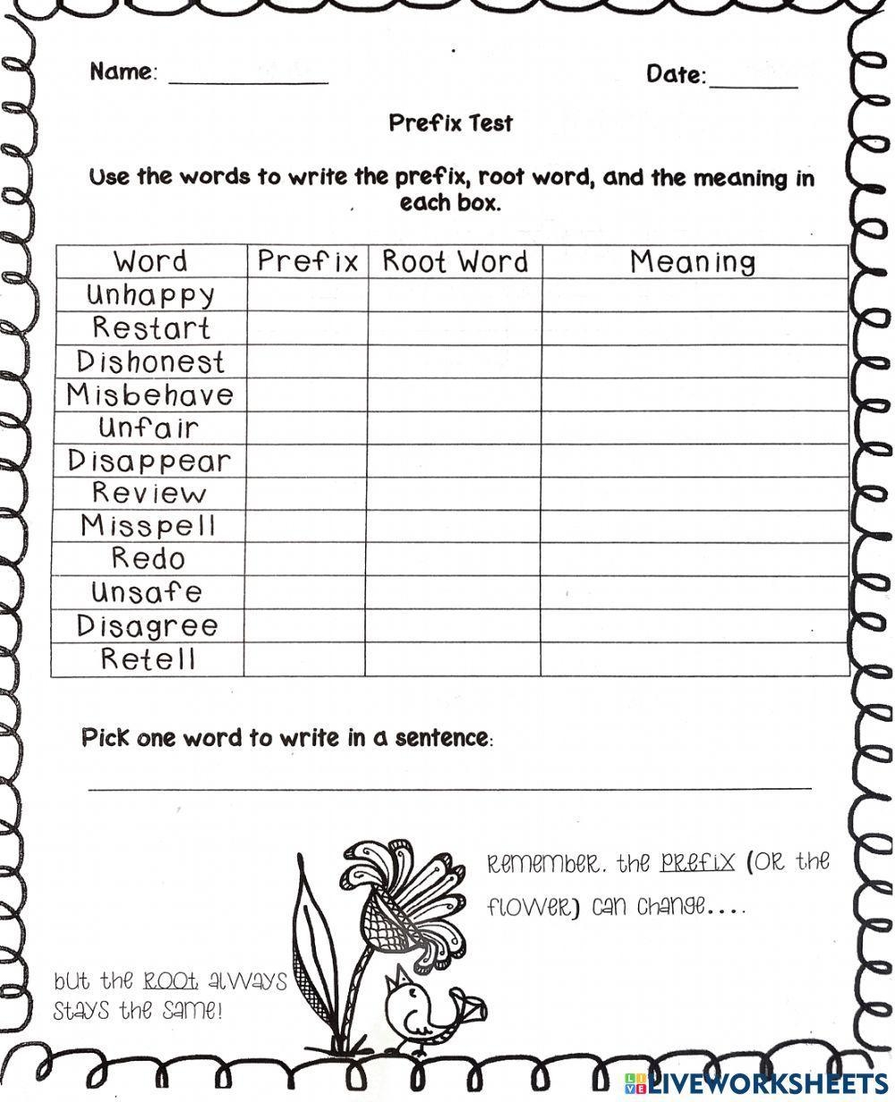 Prefixes Suffixes Worksheets Free From Storyboard That