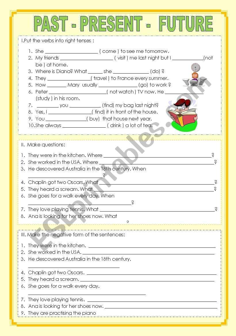 Present Past Future ESL Worksheet By Bare Present Past Future ESL Worksheet By Bare