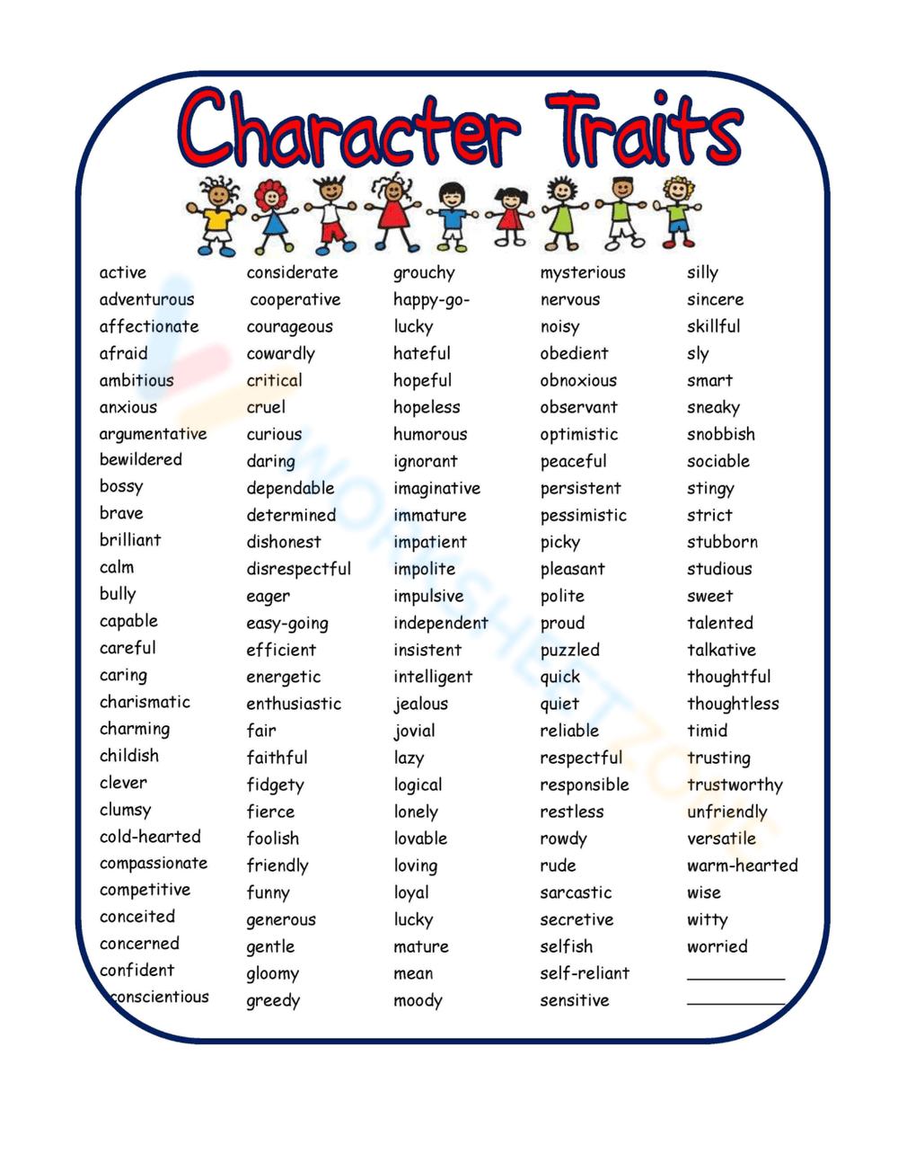 Printable 1st Grade Character Traits Worksheets Download Printable 1st Grade Character Traits Worksheets Download