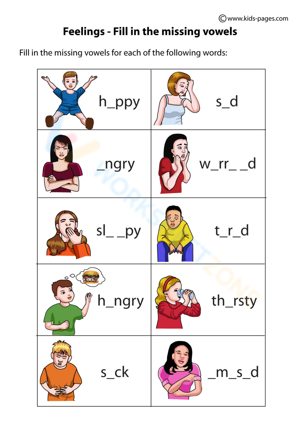 Printable 1st Grade Emotions Worksheets Download