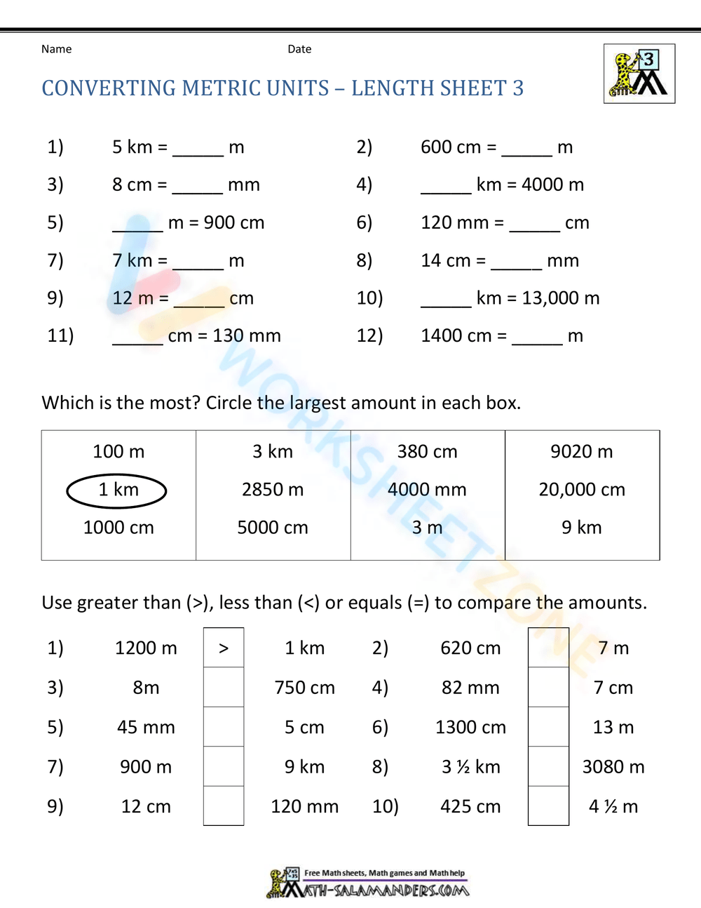 Printable 5th Grade Metric Conversion Worksheets Printable 5th Grade Metric Conversion Worksheets