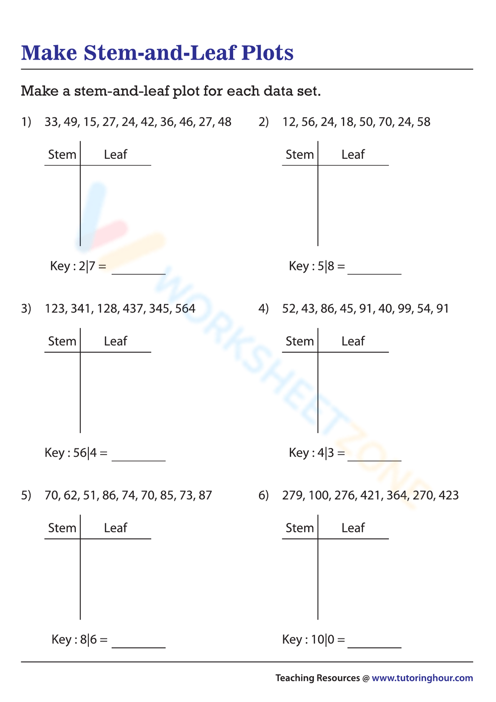 Printable 5th Grade Stem And Leaf Plot Worksheets Printable 5th Grade Stem And Leaf Plot Worksheets
