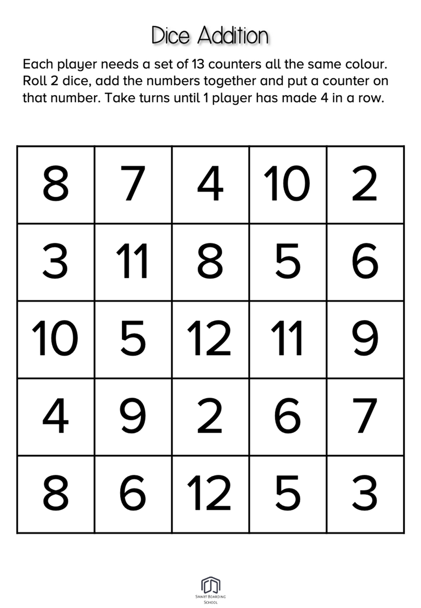 Printable Addition Games Printable Addition Games