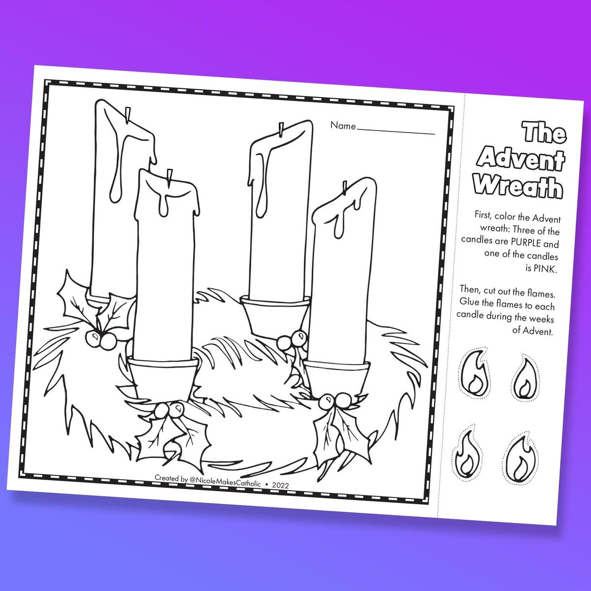 Printable Advent Wreath Paper Activity Coloring Template Digital Download Etsy Printable Advent Wreath Paper Activity Coloring Template Digital Download Etsy