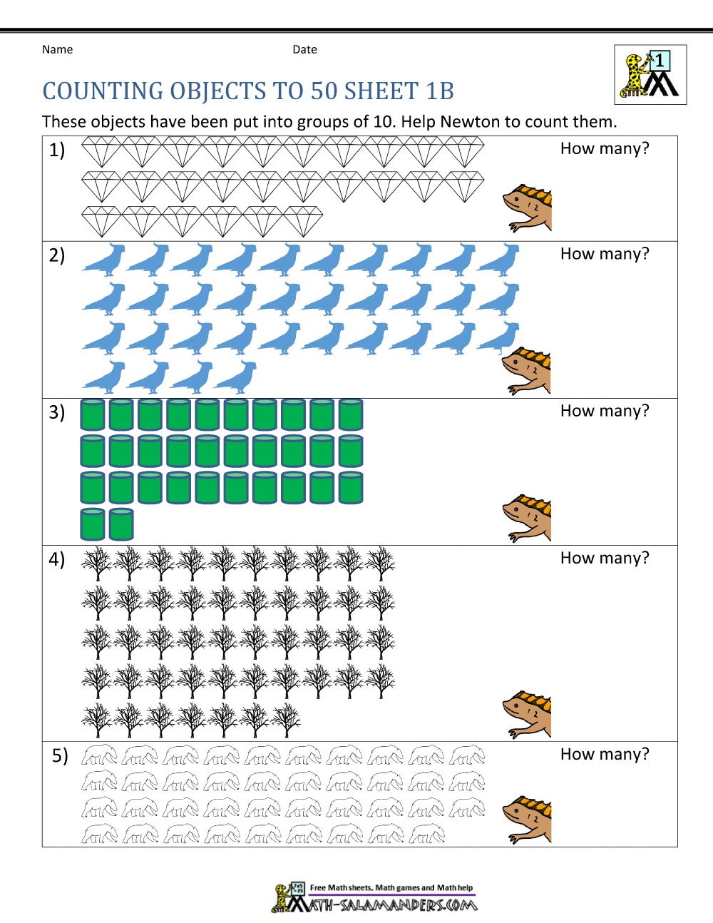 Printable Counting Worksheet Counting Up To 50