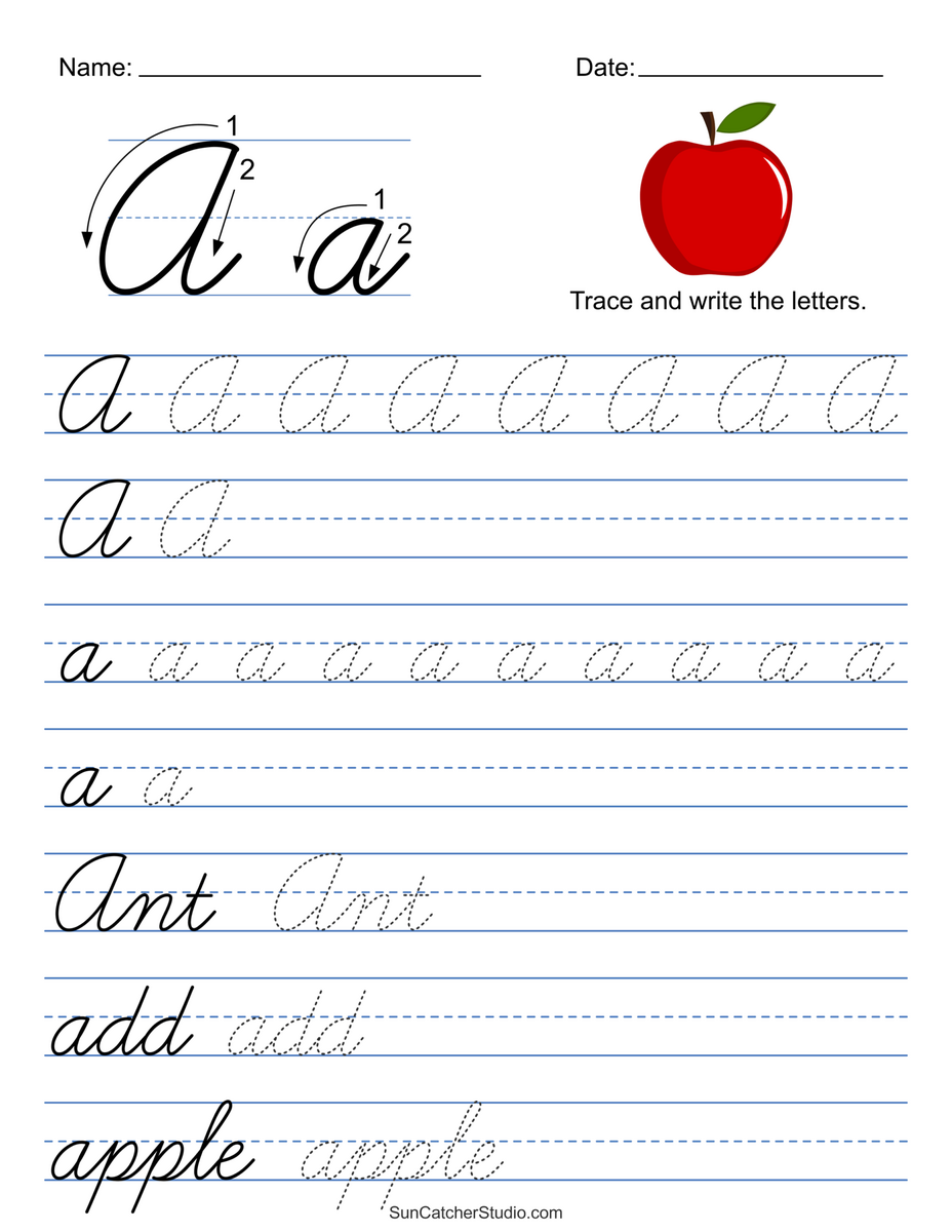 Printable Cursive Handwriting Worksheets Practice Letters Free Printables Lettering SVG Files Tools Apps Cursive Alphabet To Trace Free Printable PDF Alien Schooler
